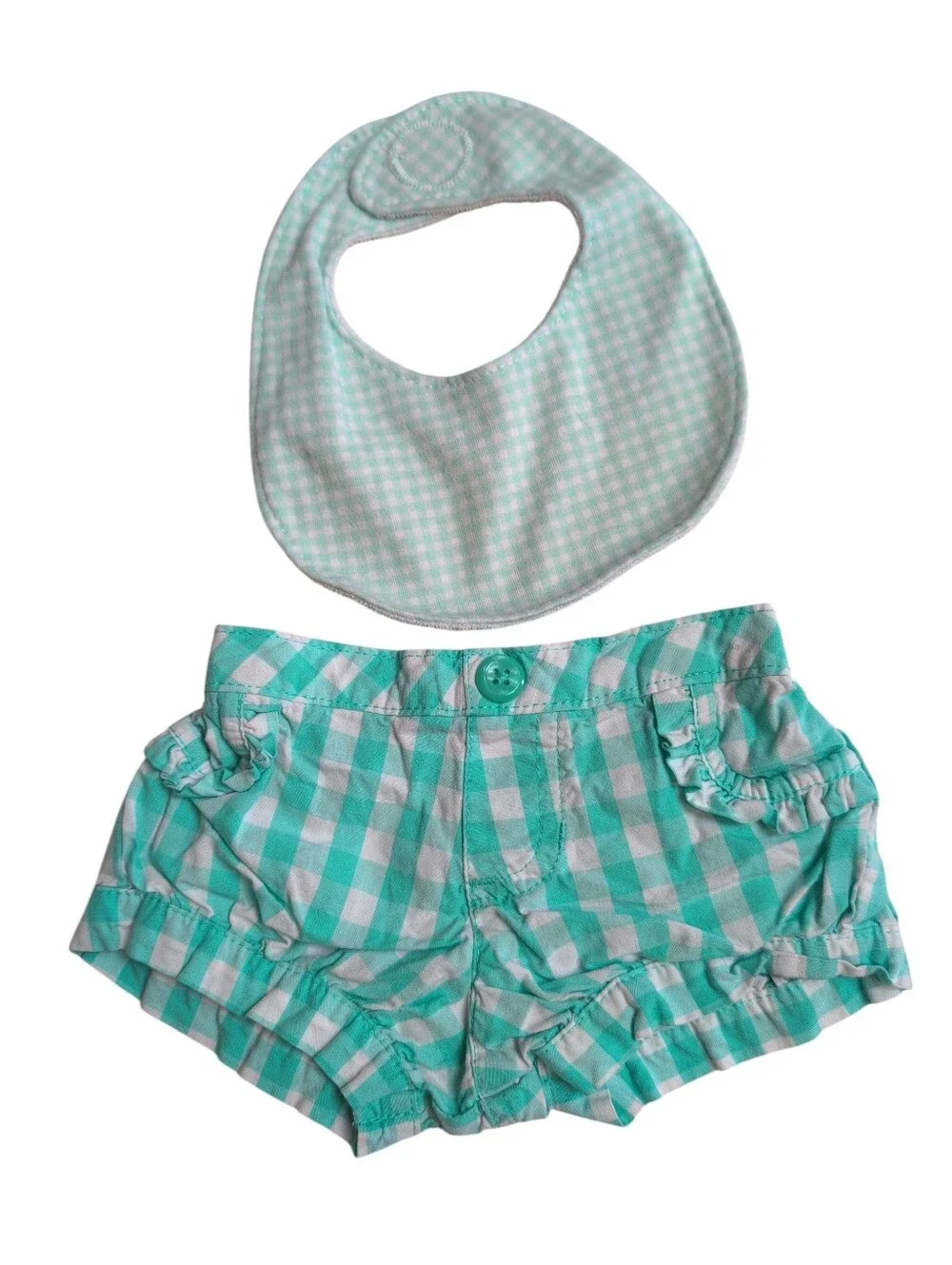 🍁2/$7🍁GARANIMALS Light Blue And White Plaid Shorts And Matching Bib Set